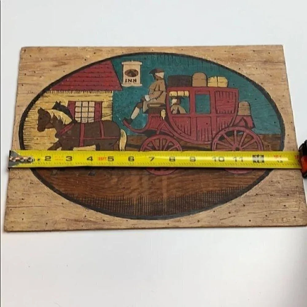 Colonial inspired vintage wood hand-painted coach